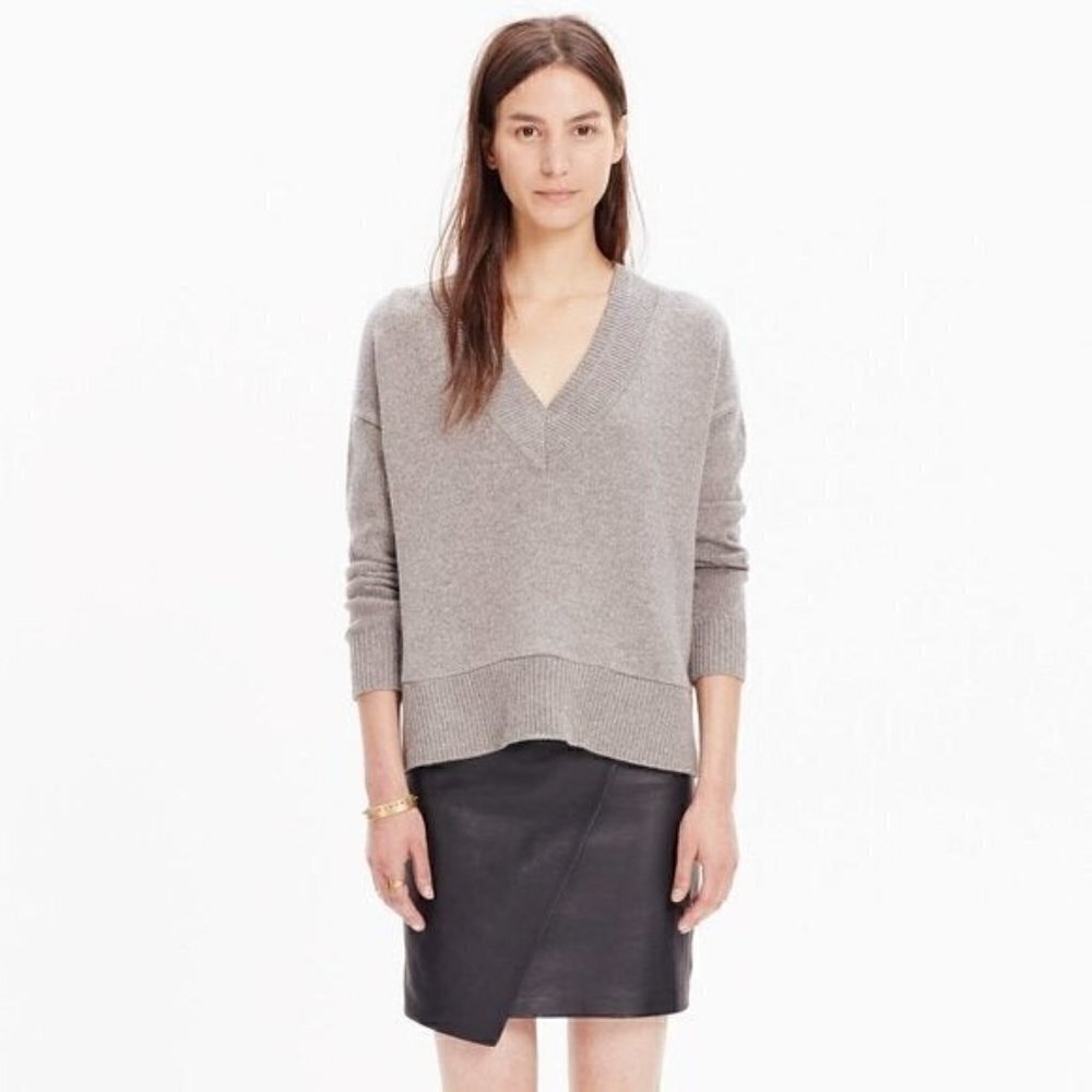 5/$25 Madewell V-Neck Sweater XXS Grey Merino Yak Wool Blend Relaxed Fit E0186